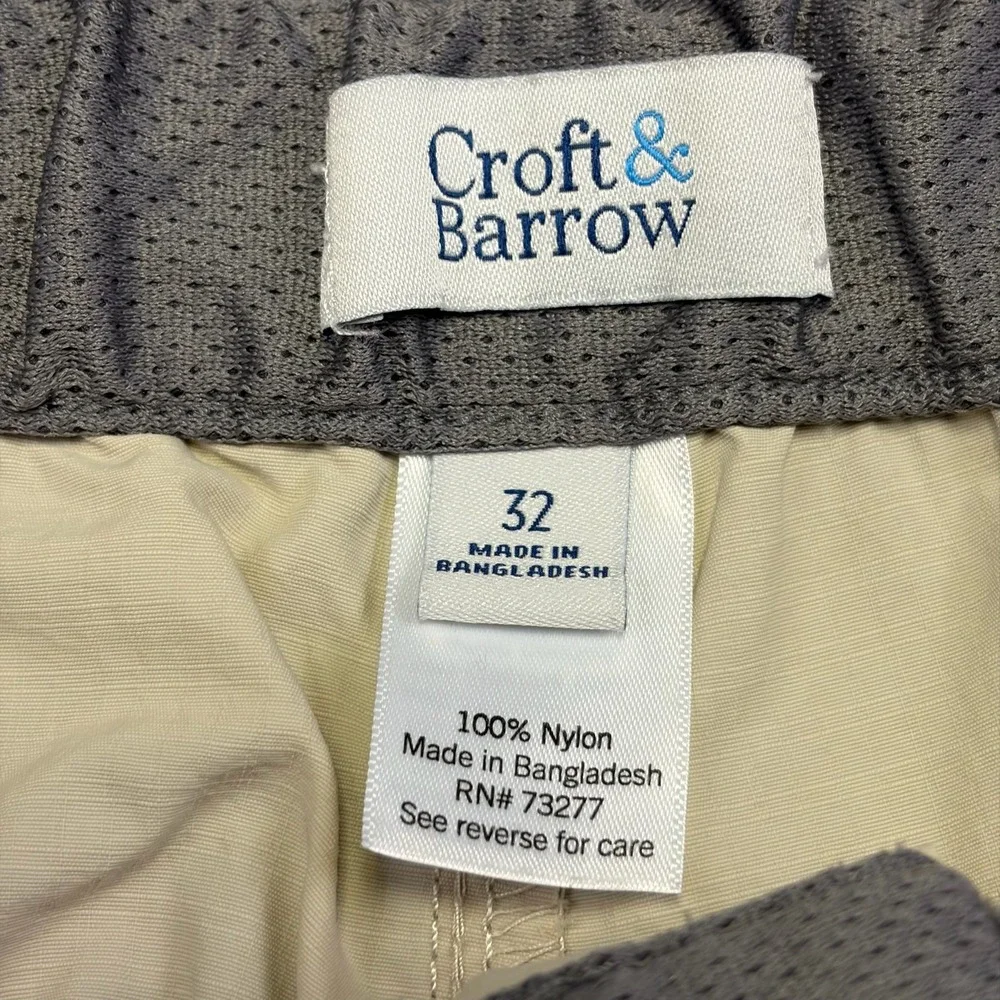 Craft & Barrow Cargo Shorts Mens 32 Tan Adjustable Waist Utility Outdoor Skater